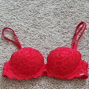 Victoria's Secret Red Lace Mesh Date Push Up Multiway Bra